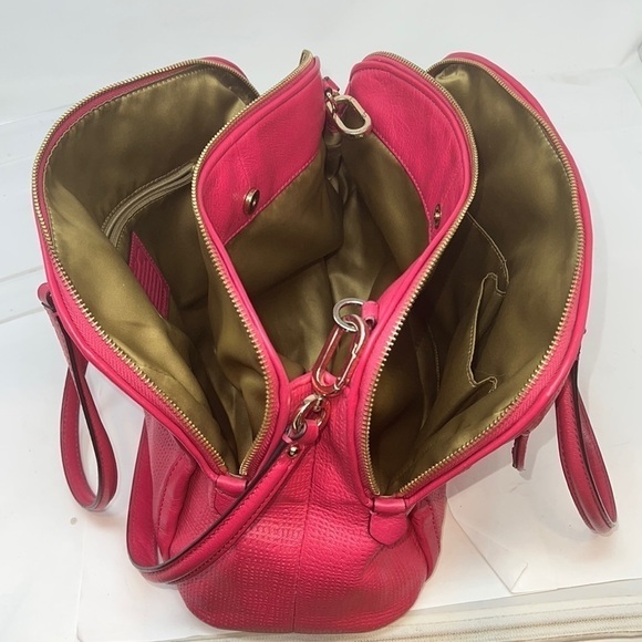 Coach 30092 Madison Embossed Leather Georgie Shoulder Satchel in Pink Ruby - Picture 10 of 16